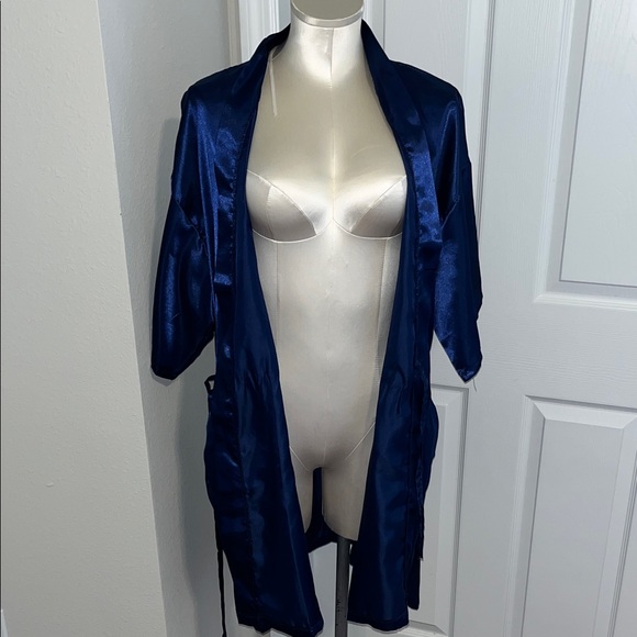 Deep Blue Satin Robe - Picture 7 of 7